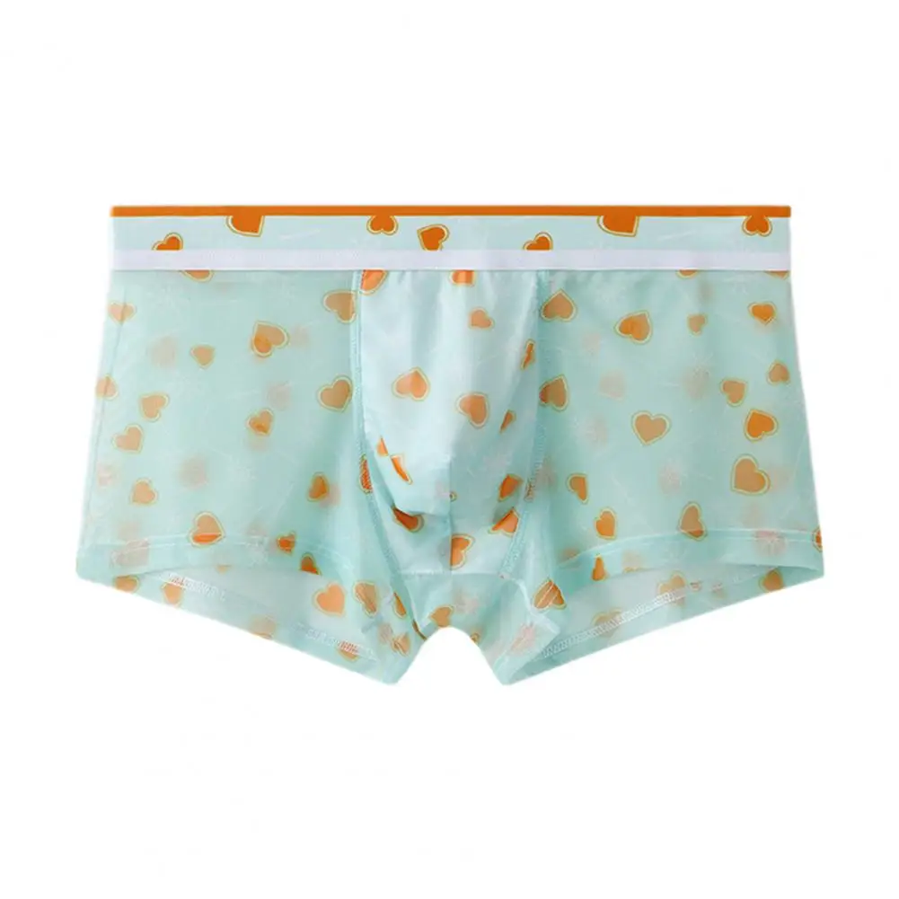 

Mesh Printing Boxer Briefs Men's Low-rise Mesh Printed Seamless Boxer Briefs Slim Fit Ice Silk Ultra-thin Panties High