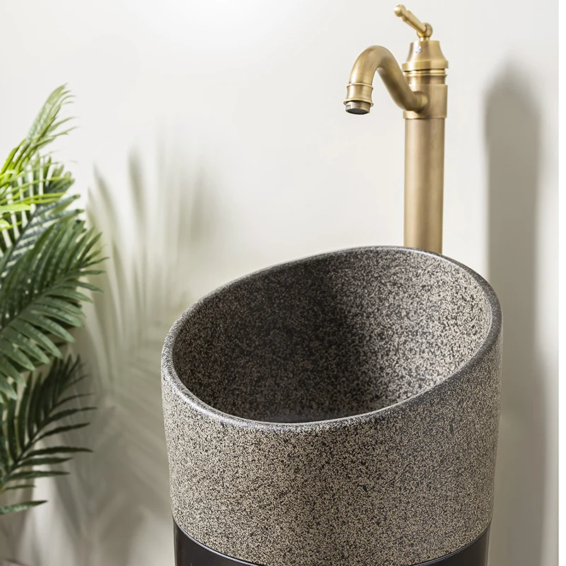 Ceramic integrated column basin household small apartment floor type