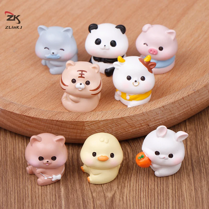 1PC DIY Accessories Gift Figurines Miniatures Cute Cat Tiger Panda Rabbit Animals Micro Landscape Ornaments For Home Decoration