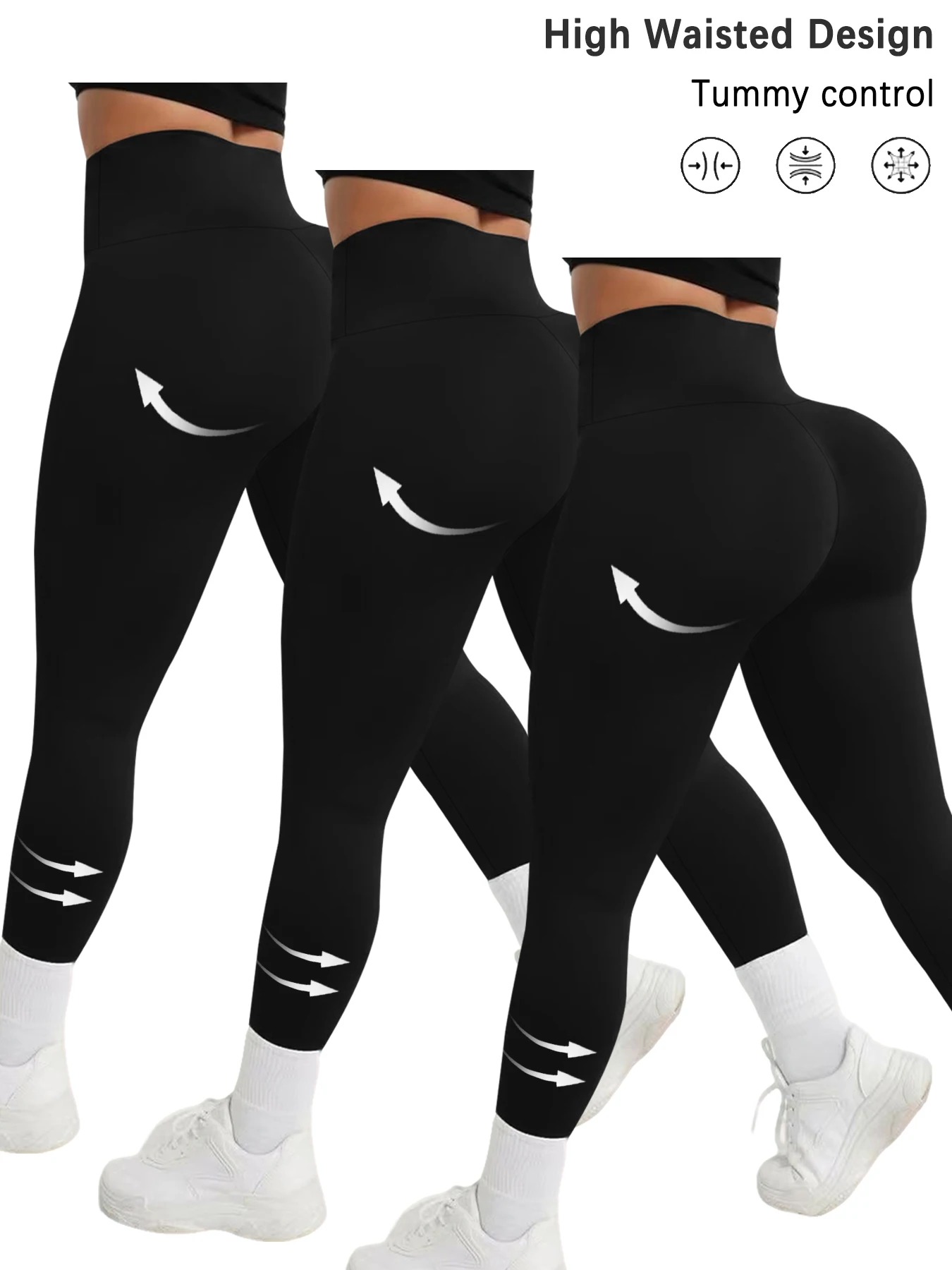 3 Pack Super Soft Leggings for Women, High Waisted Tummy Control No See Through Workout Yoga Running Pants Leggings