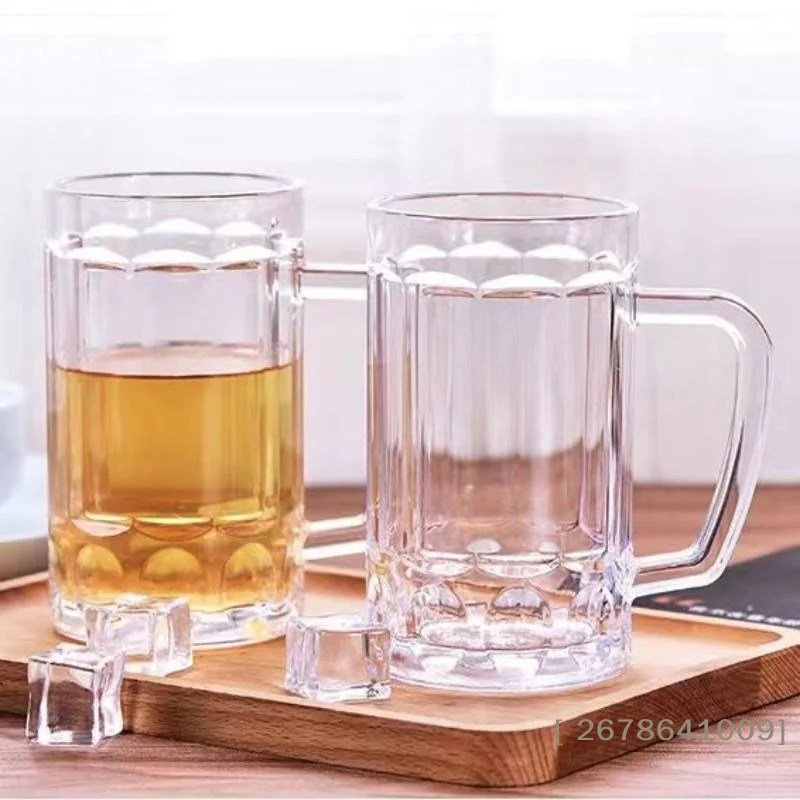 ⚑500ML Transparent Beer Mug Acrylic Plastic Unbreakable Milk Coffee Juice Water Cup Barware Drinkware For Home Party Bar Karaoke view 3