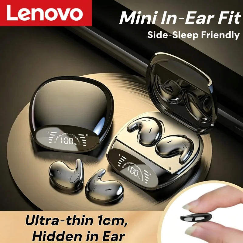Lenovo Invisible Sleep Bluetooth 5.3 Earphones Mini Painless Call Noise Cancelling Thin Wireless Headphones for XIAOMI iPhone