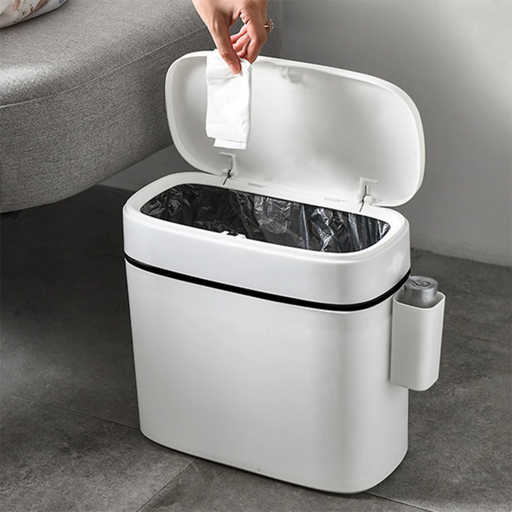

10L Press Can Garbage Bin For Bedroom Bathroom Kitchen Space-Saving Odor-Proof Household Waste Container Rubbish Bin Trash Cans