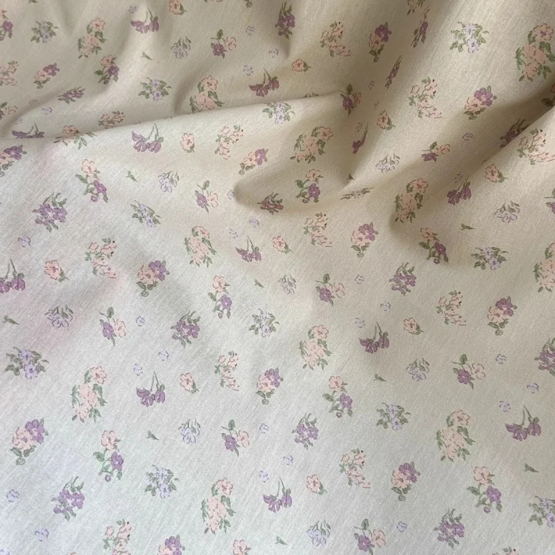

Light coffee-colored small floral pattern 40-piece pure cotton fabric hairband, headscarf, pajama, children's clothing DIY fabri