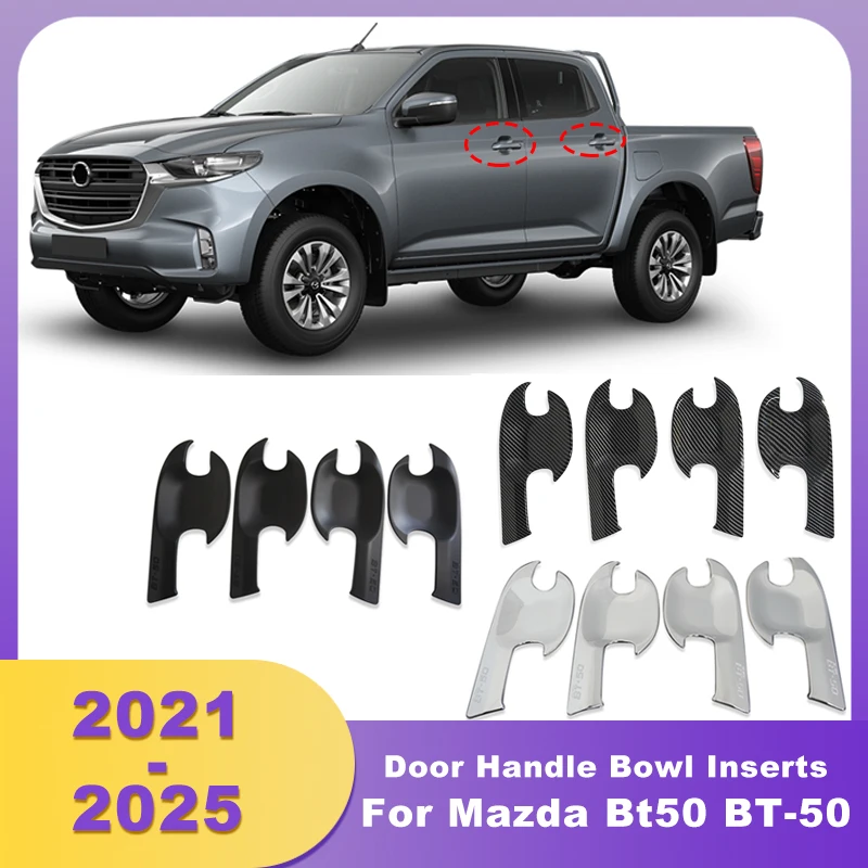 

Door Handle Bowl Inserts Cover Chrome Black For Mazda Bt50 BT-50 2021 2022 2023 2024 2025 Exterior Door Handles