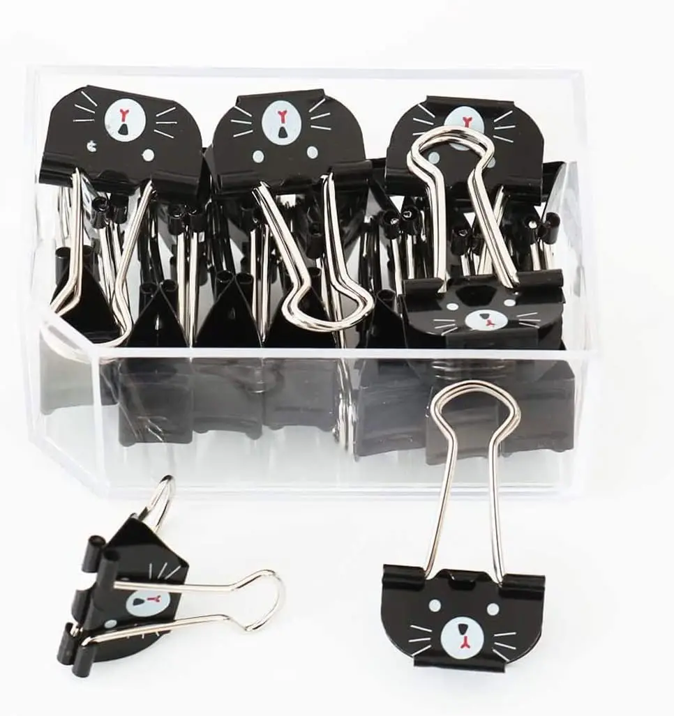 

20Pcs Black Cat Binder Clips, 1 Inch Metal Paper Clamps for Office School Home Desk Organization