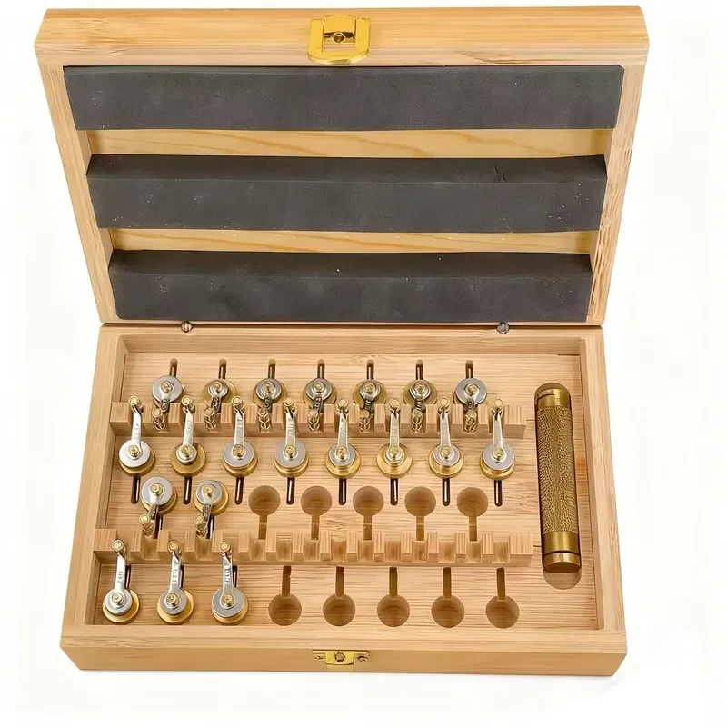 20pcs Professional Watch Repair Tool Kit with Wooden Box Clock Movement Winder Spring Bar Remover Tweezers for Horologists