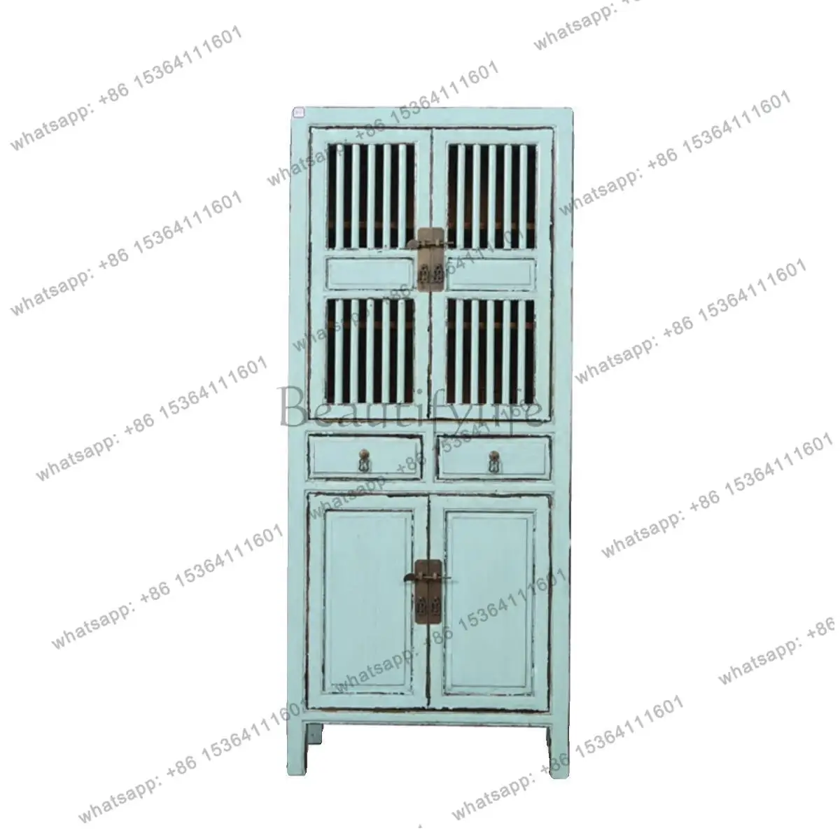 New Chinese retro solid color decorative cabinet solid wood storage porch side cabinet