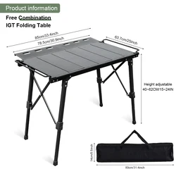 Multi-function Folding IGT table Set Lightweight Backpack roll table adjustable leg desk Desktop burner bbq table