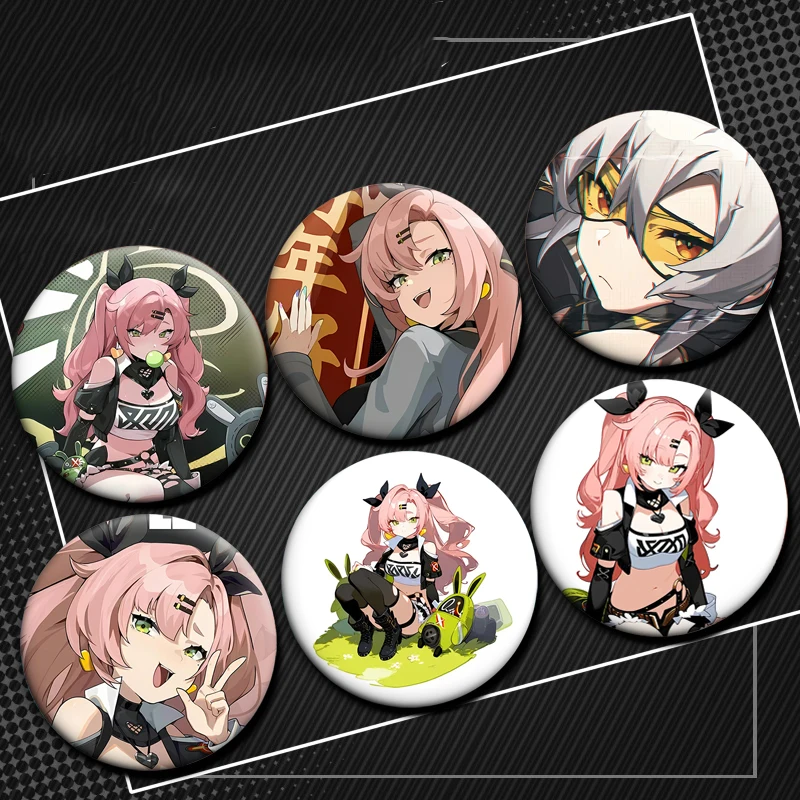 50/58mm Anime Zenless Zone Zero Round Pins Cartoon Brooches Badge for Backpack Clothes Bag Decoration Jewelry Accessories Gifts