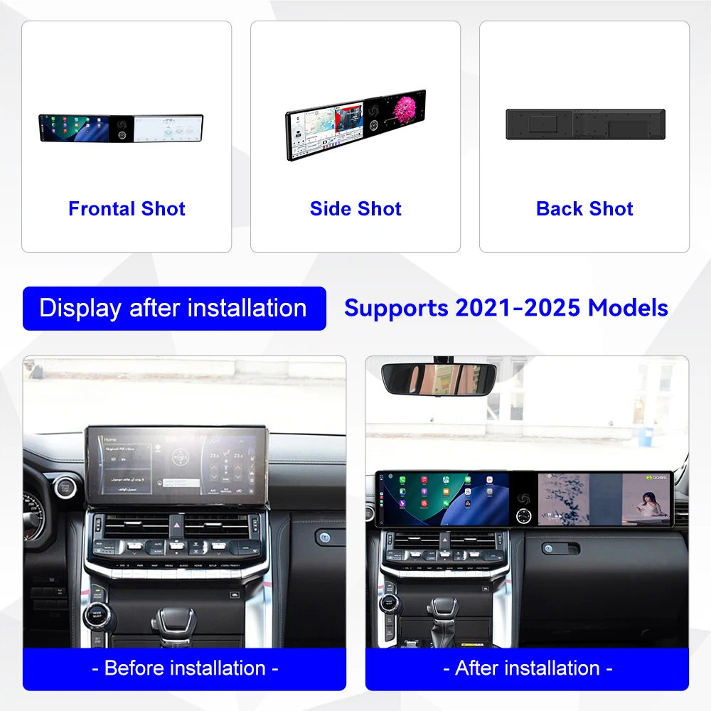 Dual Screen 12.3 inch Car GPS Android 14 Navigation For Toyota Land Cruiser 2021-2025 Head Unit Multimedia Player Car Radio Auto