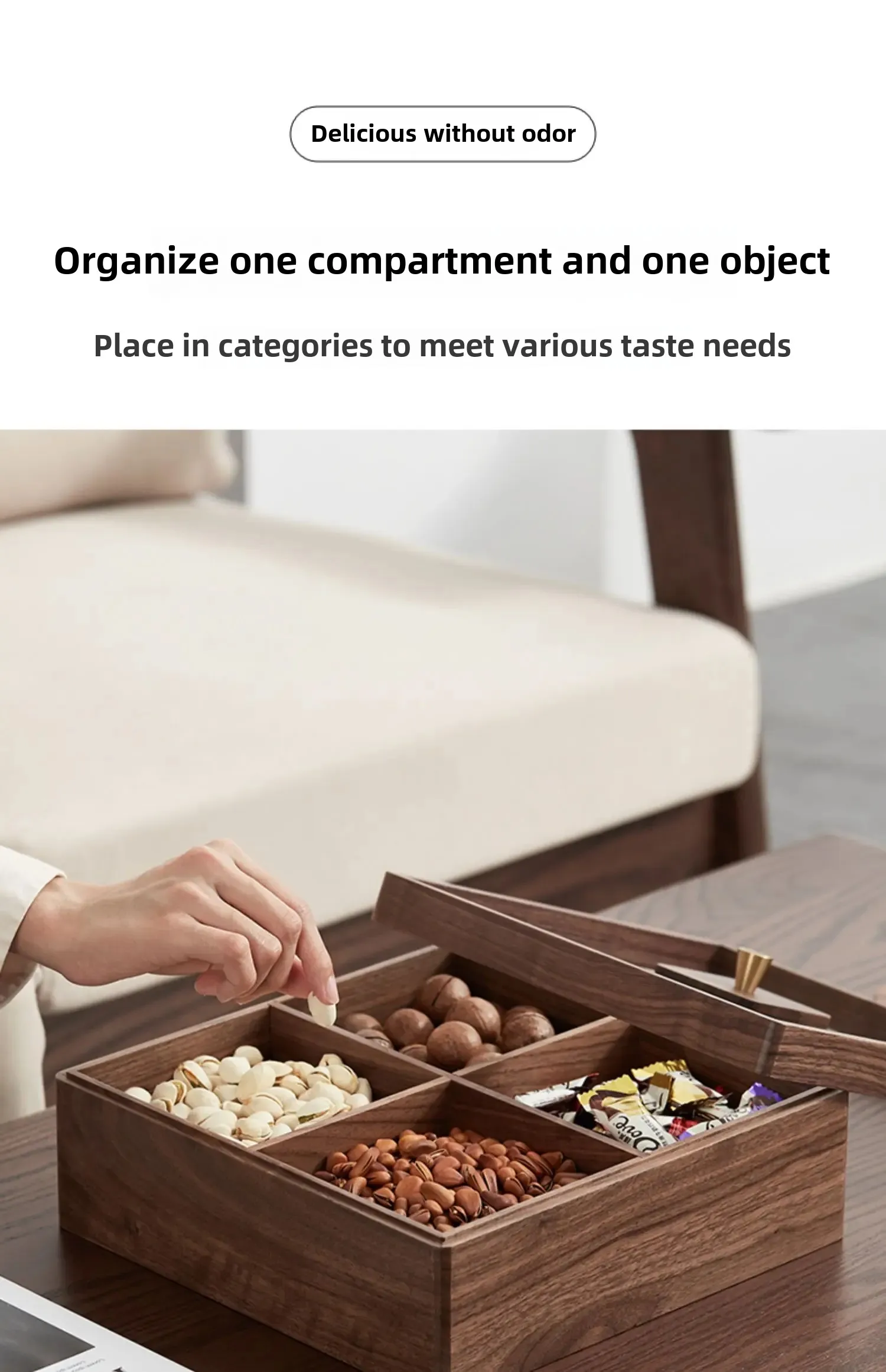Elegant Solid Wood Fruit Box Chinese-Style Candy Holder with Lid