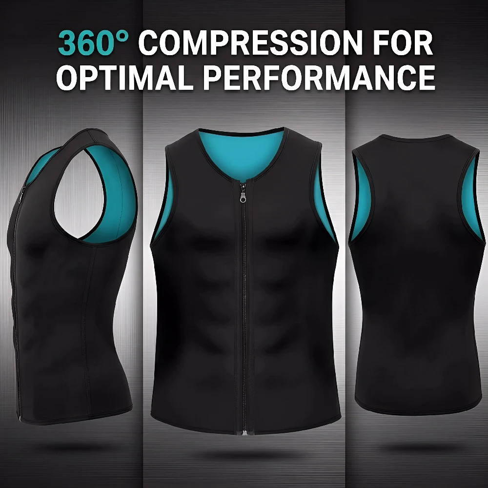 1PCS Neoprene Sauna Suit Vest for Men, Zipper Workout Tank Top, Waist Trainer Corset Body Shaper for Gym Training view 4