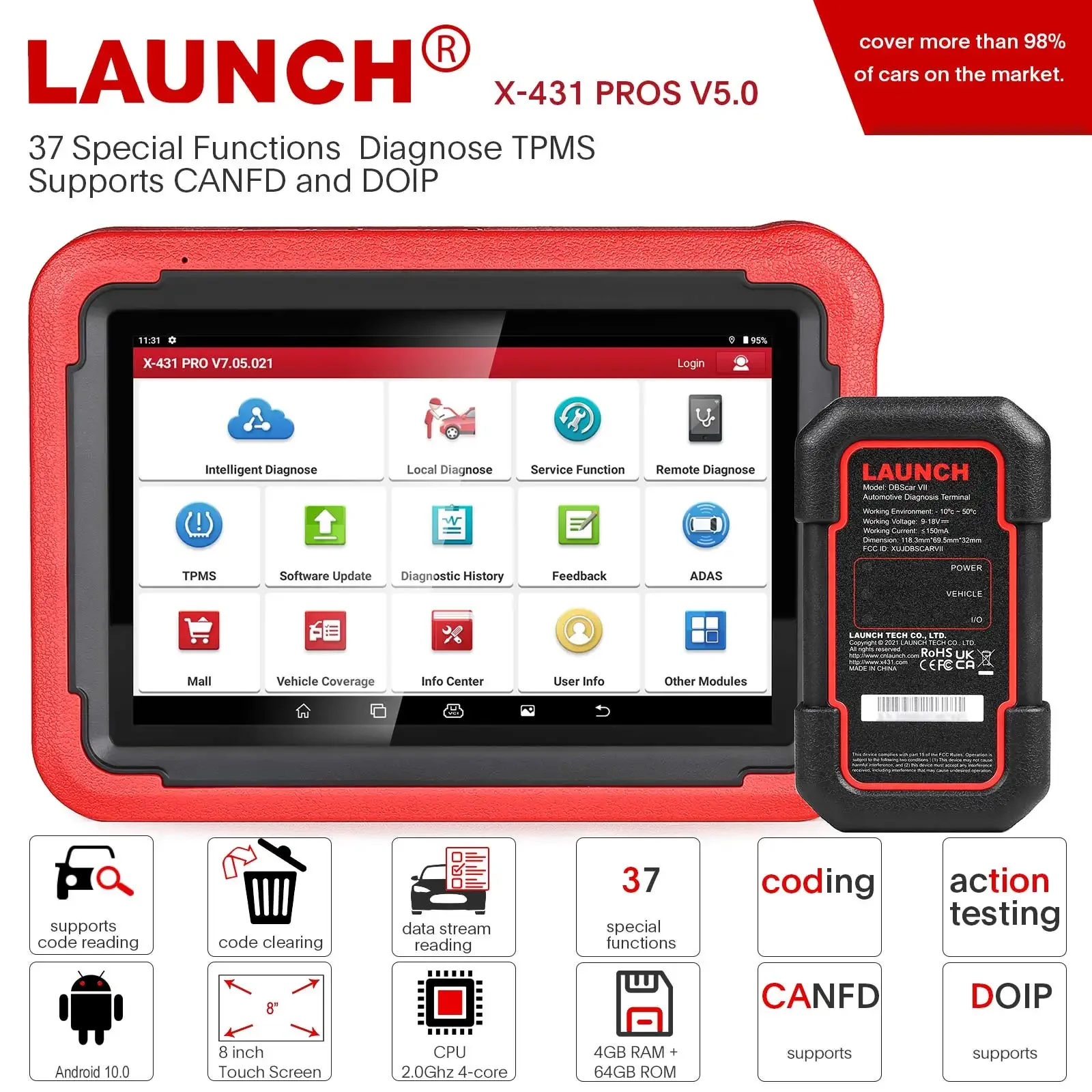 Professional automotive scanner Launch X-431 PRO V5.0 OBD2 Diagnostic Machine Scanner Auto Car Diagnostic Tool