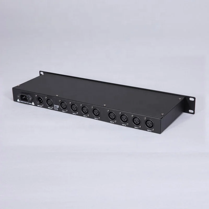 Rozdzielacz DMX 8-kanałowy, wzmacniacz sygnału 8-kanałowy, 8 wyjść rozdzielających sygnał z niezależną izolacją elektryczną