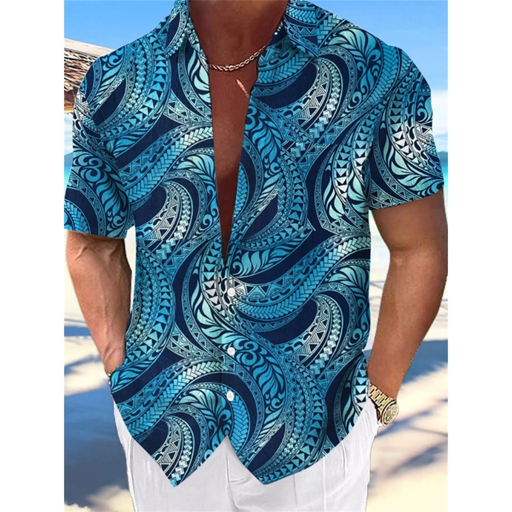 Men's Alkalmi Ing Hawaii Ing férfiak Födémgerenda 3d nyomtatás Alkalmi Porhanyós sleeved Ing számára férfiak Öltözés Lélegezhető shirts