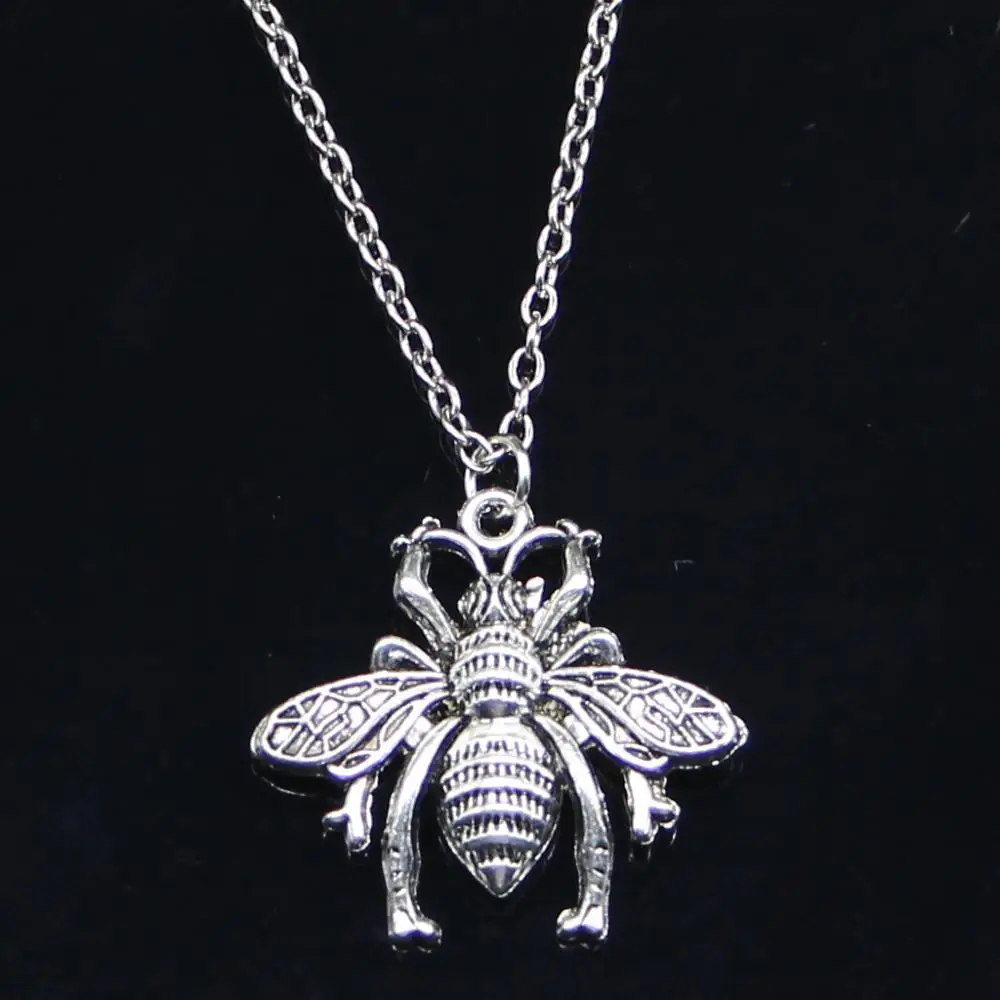 20pcs New Fashion Necklace 26x25mm bee bug Pendants Short Long Women Men Colar Gift Jewelry Choker