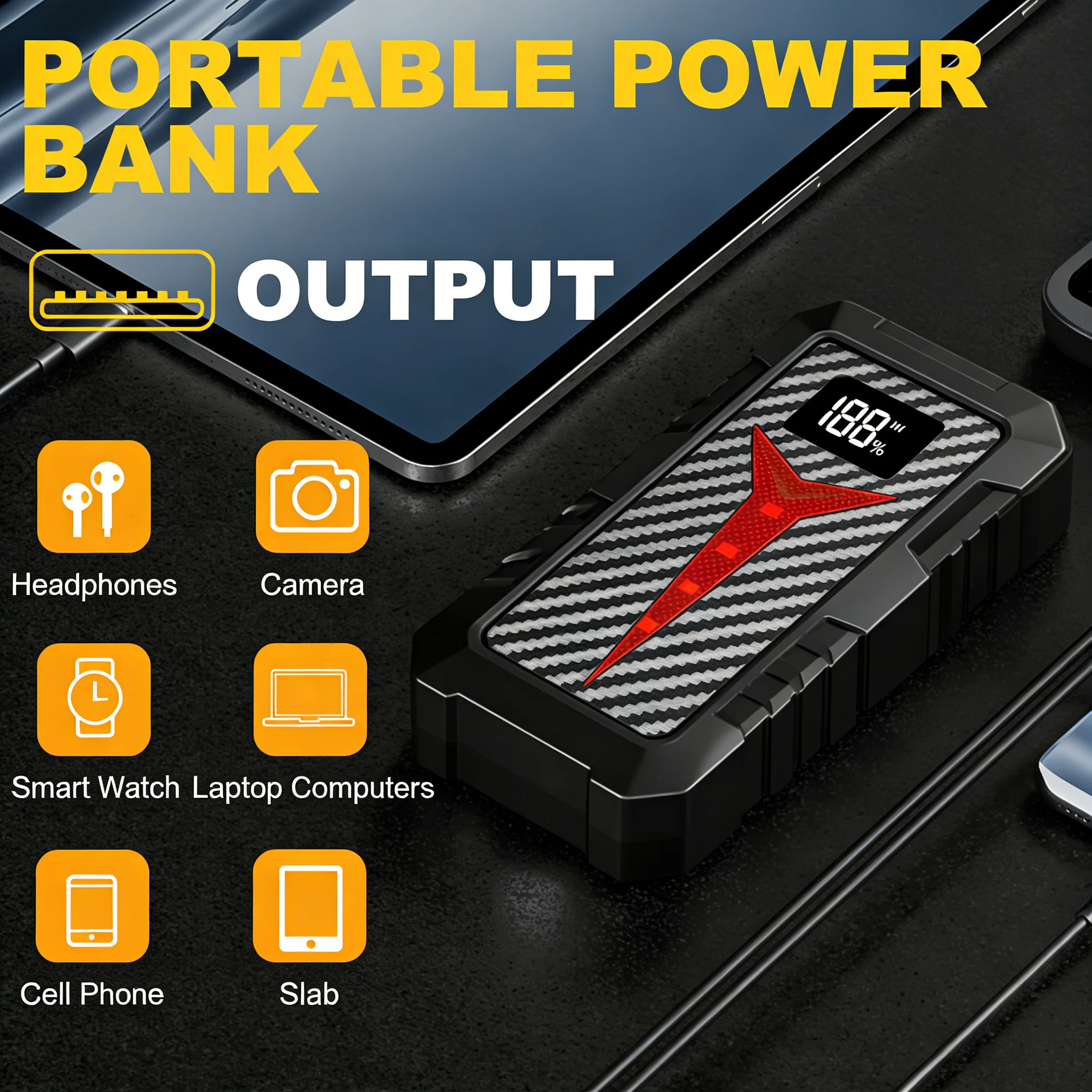 

Portable 12V Car Jump Starter & Power Bank – Compact Emergency Battery Charger for Daily Use