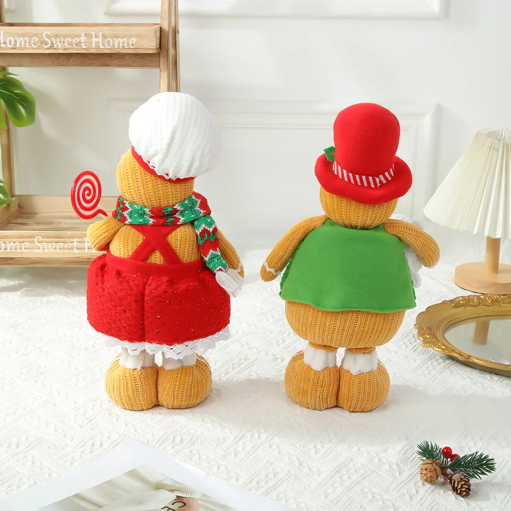 New Large Retractable Gingerbread Man Doll Biscuit Cookie Man Toy Dolls Ornaments Christmas Decor Navidad 2024 New Year Gifts