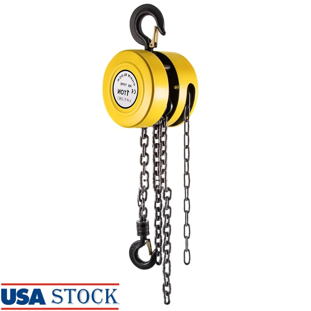 

Chain Hoist 1 Ton 2200 Lbs Hand Lift Heavy Duty Manual Pulley Block Steel Construction Industrial Garage Workshop Use