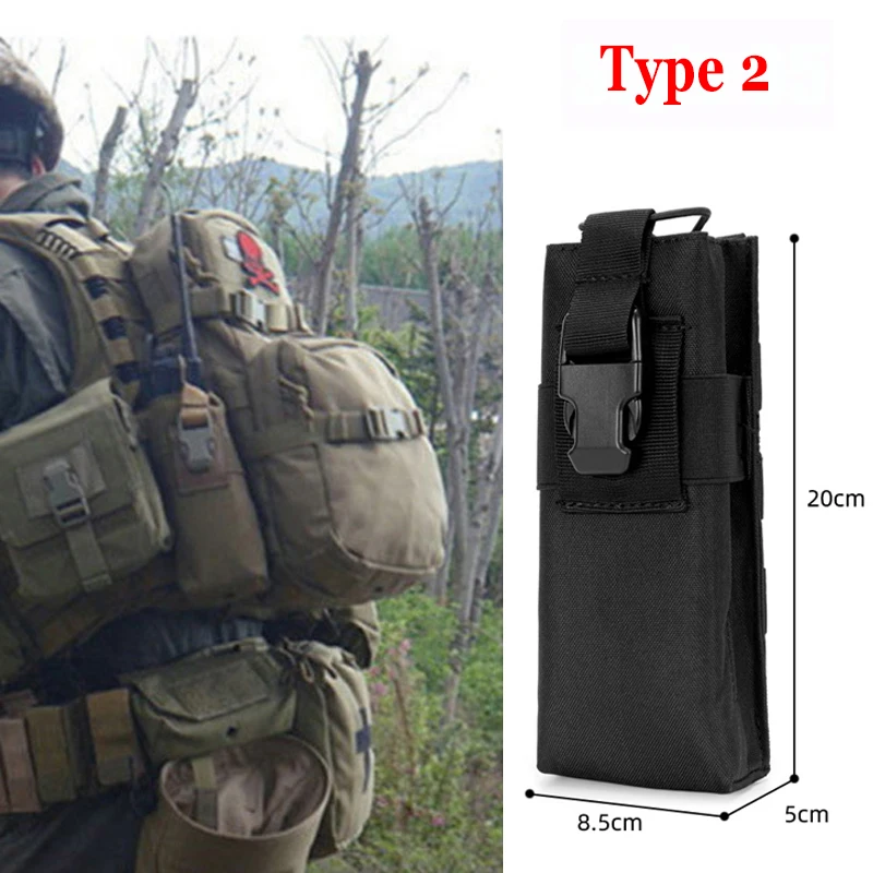 Tactical Molle Radio Pouch Walkie Talkie Holder Bag Waist Belt Pack Nylon Portable Interphone Holster Carry Bag Magazine Pouch