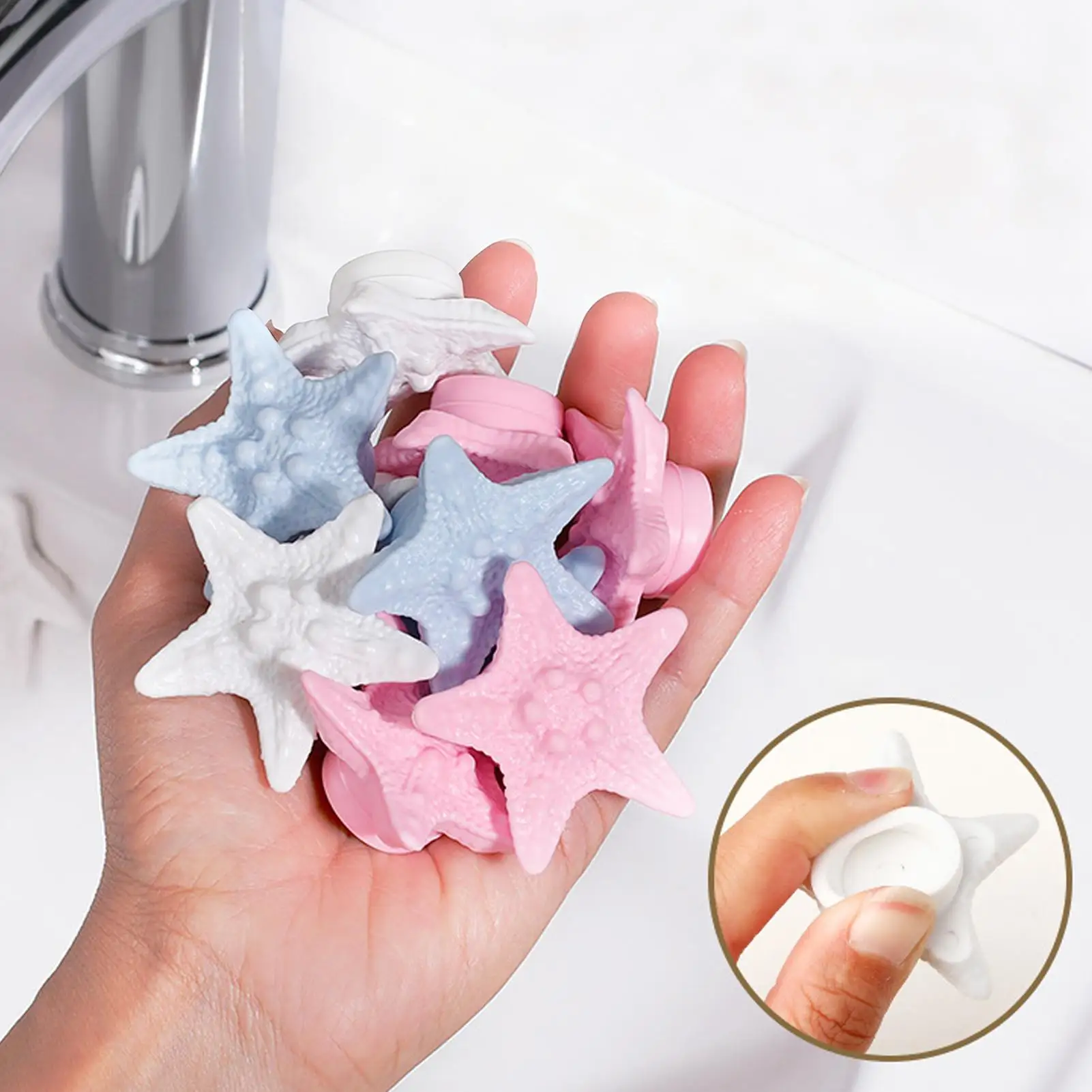 Airtight Sink Overflow Cover Starfish Shape Drain Plug to Prevent Spills & Odors, Seals Bathtub, Shower & Basin Overflow Holes