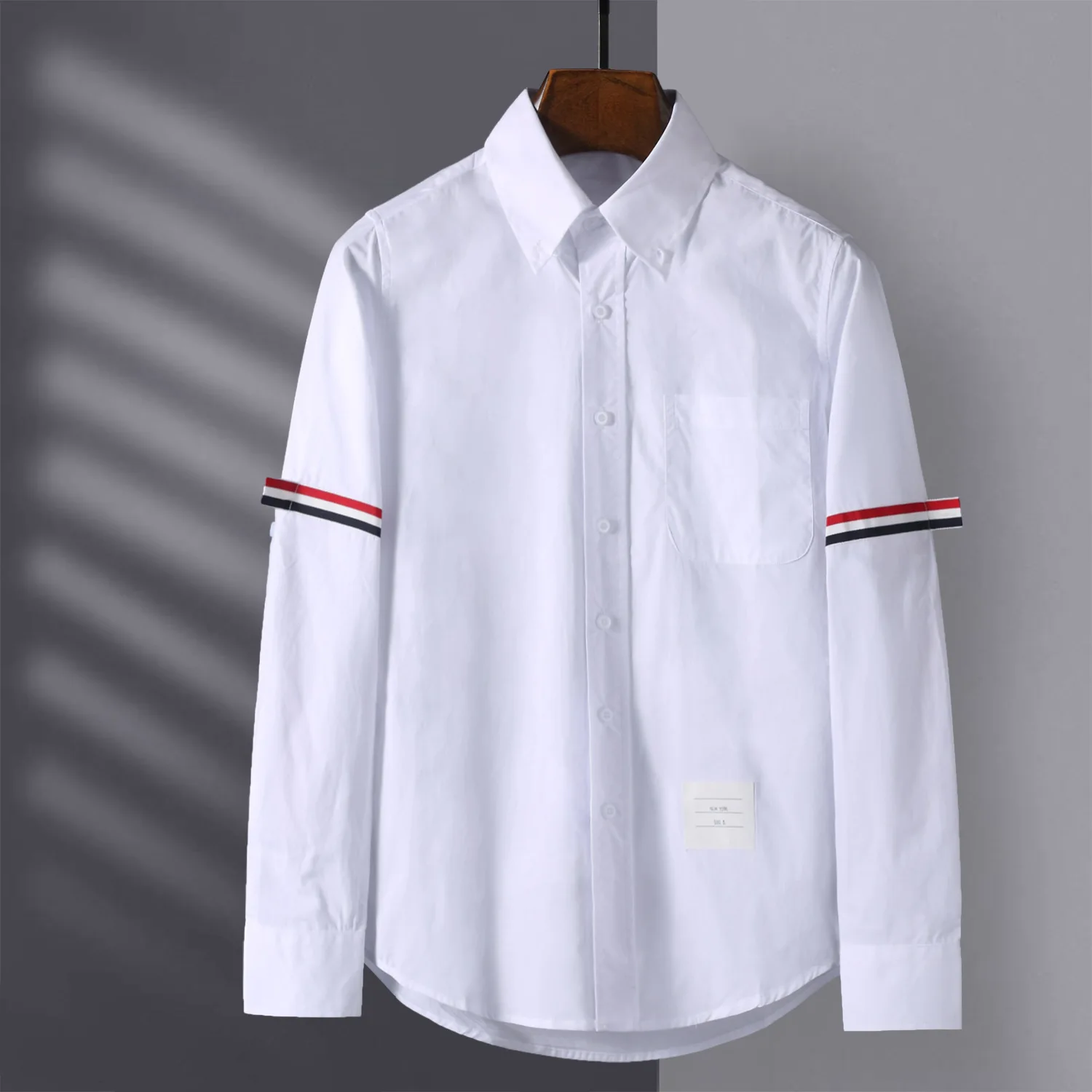 2024 New Fashion TB Shirt Summer Thin Sun Protection Breathable White Shirt Unisex Korean preppy Long Sleeve Lapel Striped Shirt