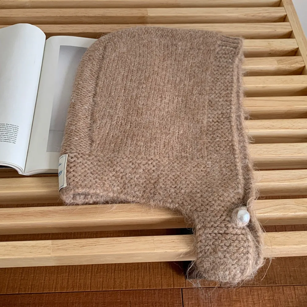 

Sweet Woolen Knitted Balaclava Hat Keep Warm Coldproof Neck Collar Beanies Cap Ear Protection Neck Protector Pullover Cap Female