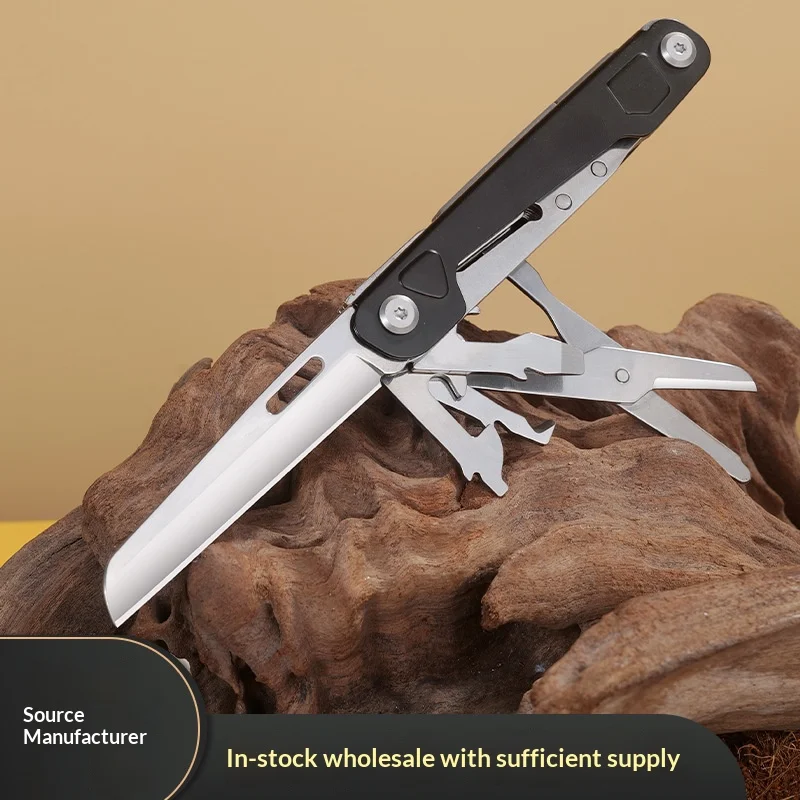 Outdoor multifunctional folding knife stainless steel portable multi-purpose knife with whistle and flint combination tool
