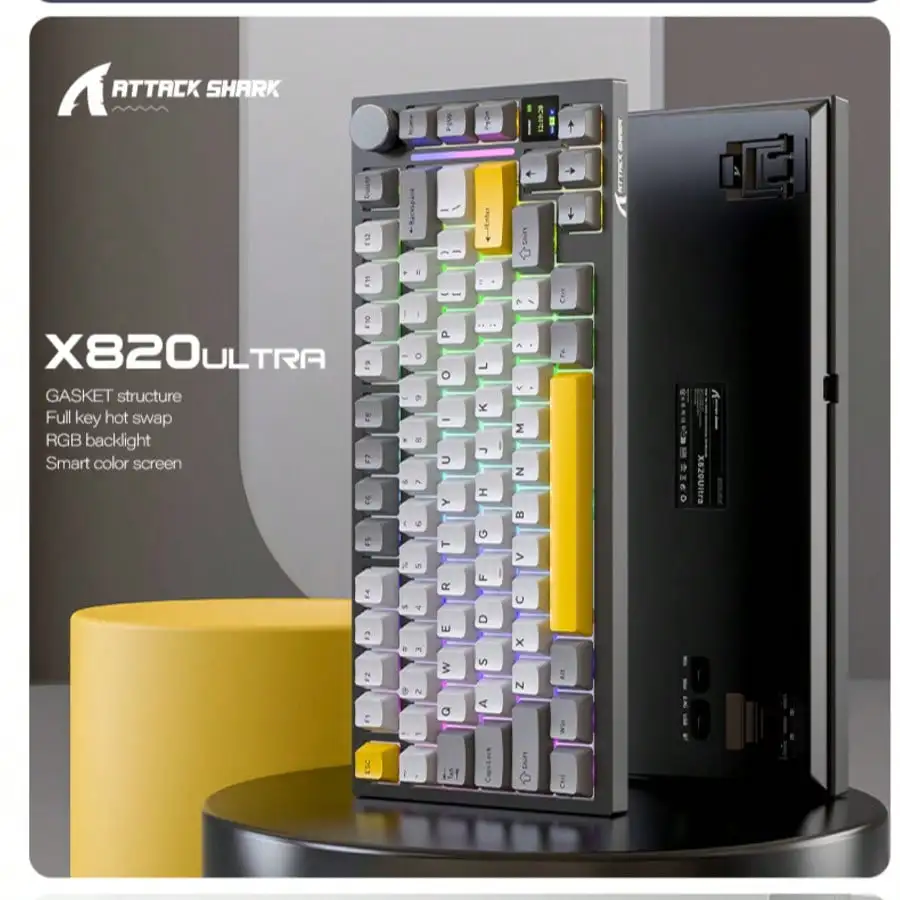 X820Ultra three-mode RGB wireless game with display screen hot-swappable bluetooth e-sports mechanical keyboard