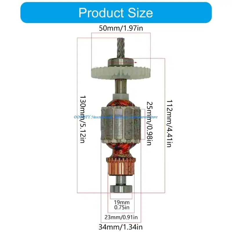 367D Copper Material 10mm Electric Drill Rotor 6 Teeth with 608 626 Bearings for Longevity