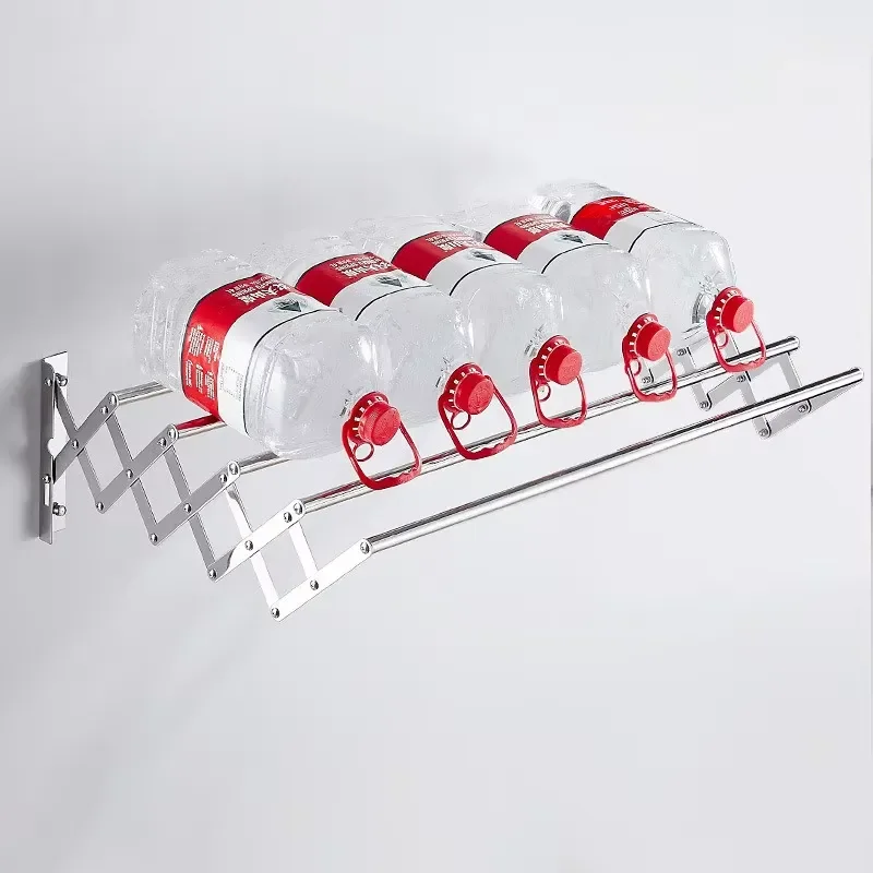 Customizable 4-Pole Telescopic Wall Hanging Stainless Steel Clothes Drying Rack Indoor for Kitchen Bathroom Living Room 4