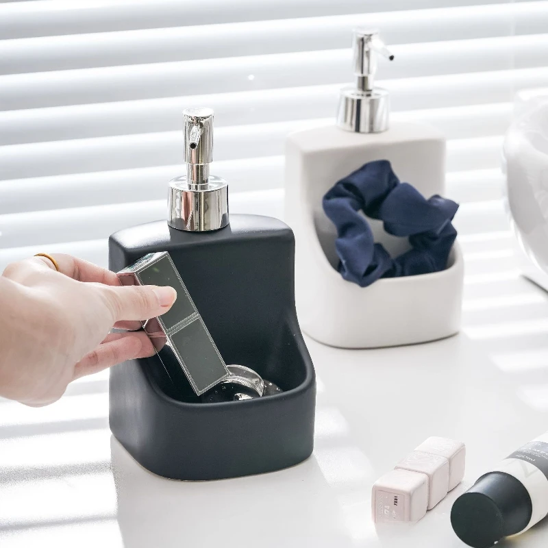 

390 мл/13 унций многоразовая бутылка с насосом для жидкого мыла для рук для кухонной или ванной комнаты, органайзер для столешницы 2-в-1