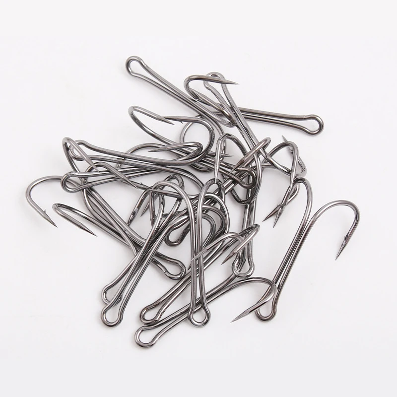 10/50/100PCS Fishing Hook For Soft Lures Long Shank Double Hook Barbed Weedless Jig Bass Fish Hook Fishing Tackle Accessories