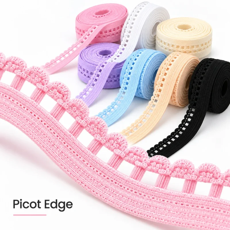 5/10/20/50M 10mm Lace Edge Elastic Band Bra Shoulder Strap Sewing Lingerie Binding Tape Underwear Stretch Ribbon DIY Accessories