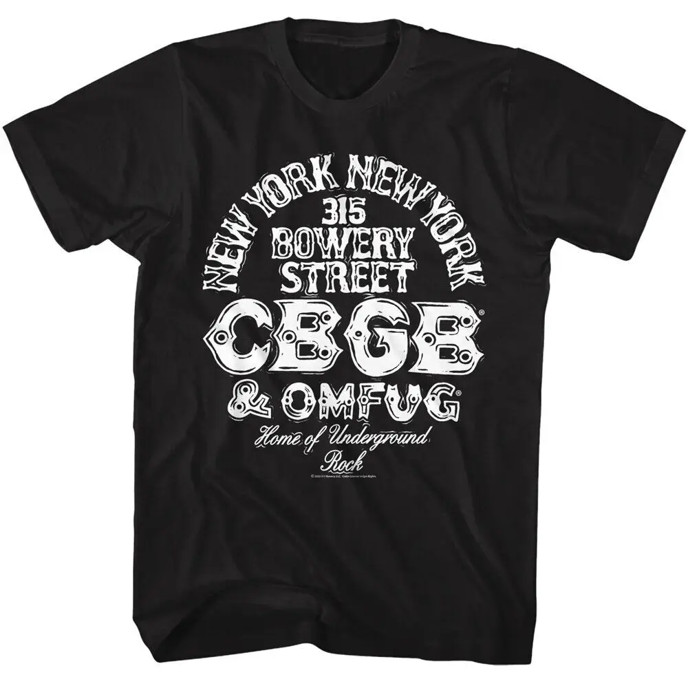 

CBGB & OMFUG T-Shirt Mens Punk Rock 315 Bowery Street NYC SM - 5XL Black Cotton