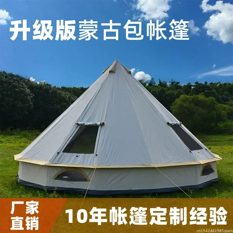 6-10Persons   Luxury Mongolia Yurt Family Travel Hiking Antistorm Outdoor Camping Castle Tent Silver Coated UV Function