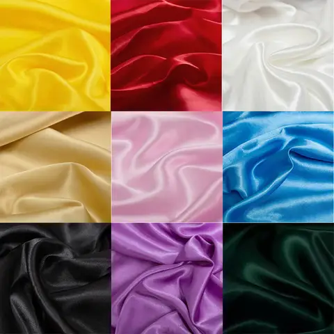 Charmeuse Satin Fabric 150cm Width Drape Sheen Polyester Per Meter for Couture Wedding Dress Evening Gown Sewing Bedding Sheets