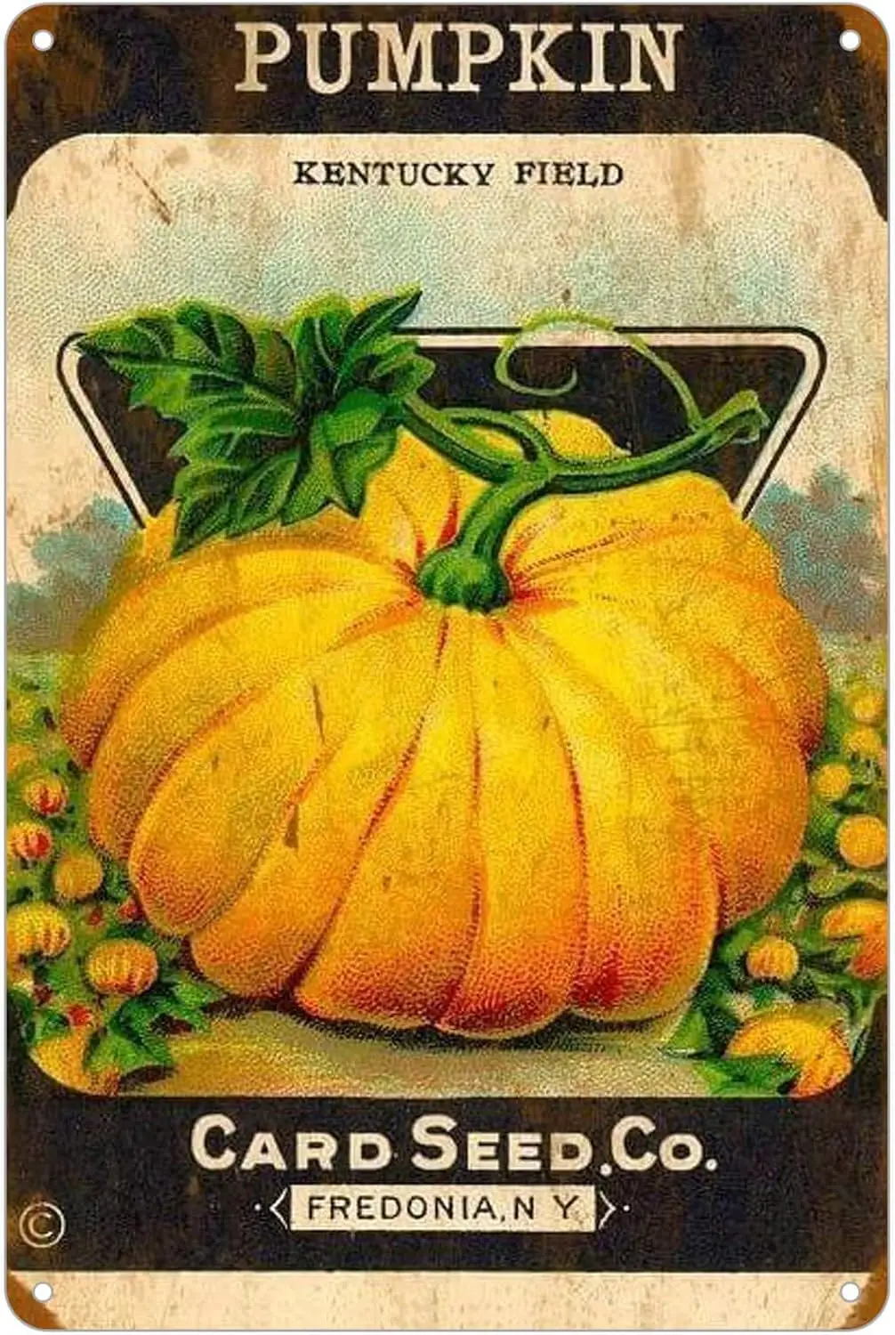KENSILO Metal Tin Signs Halloween Pumpkin Card Seed Vintage Poster for Farm Pub Garage Kitchen Home Decor Decorative Wall