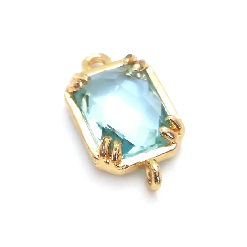 10PCS 9x16MM High Quality 18K Gold Color Brass and Glass 2 Holes Rectangle Connect Charms Pendants Diy Jewelry Accessories