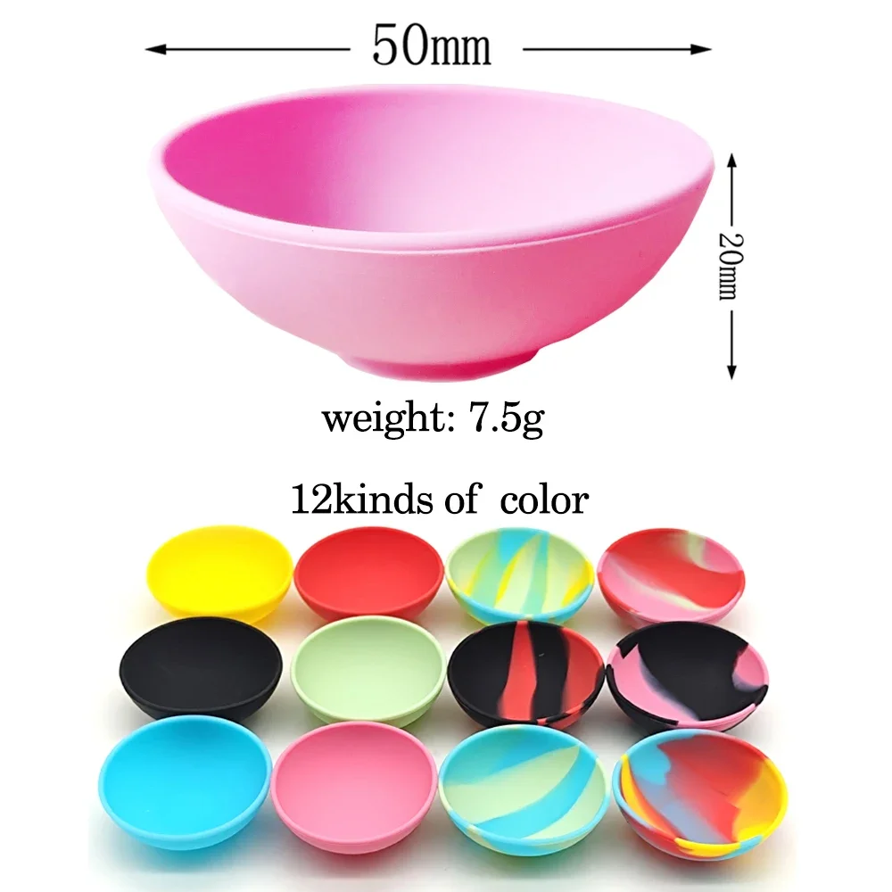 200Pcs Silicone Bowl 50mm Multicolor Reusable Kitchen Complementary food Storage Box Tobacco Container Smoking Accessories