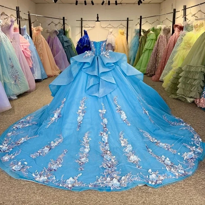 Custom JDY High-end Heavy Industry Corset 3D Flower Flower Girl Dress Wedding Party Gown Birthday Pageant Dress for Kids فساتين
