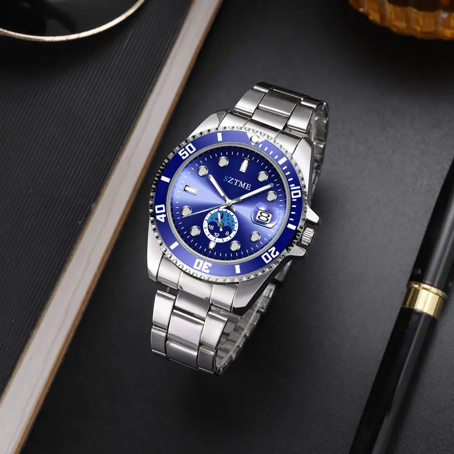 Luxury Fashion Men's Stainless Steel Strap Watch Calendar Night Light Leisure Business Men's and Women's Steel Strap Quartz Watc