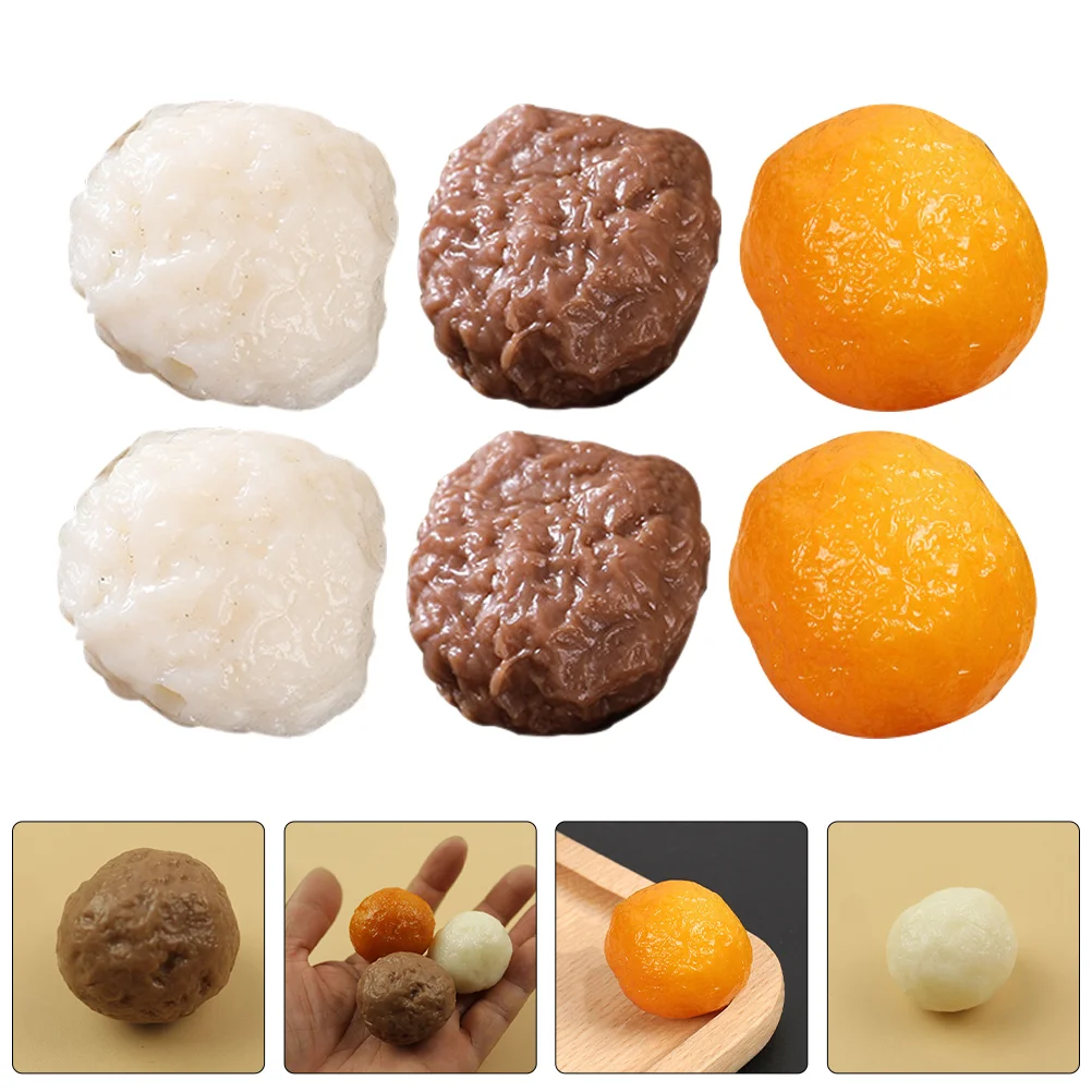 Simulation de Boulettes de Viande en PVC, 6 Pièces, Jouet Alimentaire, Bœuf, Accessoire Photo, Modèle