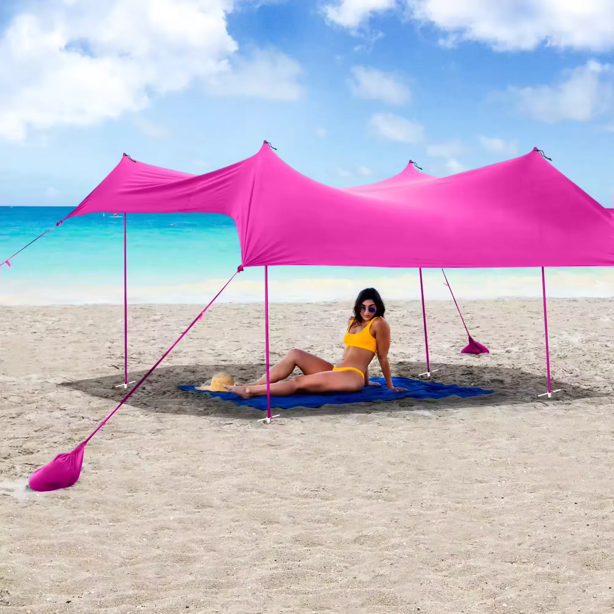

Multiple Use Camping Golfing Travel Tent Beach Sunshade/Family Beach Tent Sunshade/ Sun Shelter Canopy Tent Beach