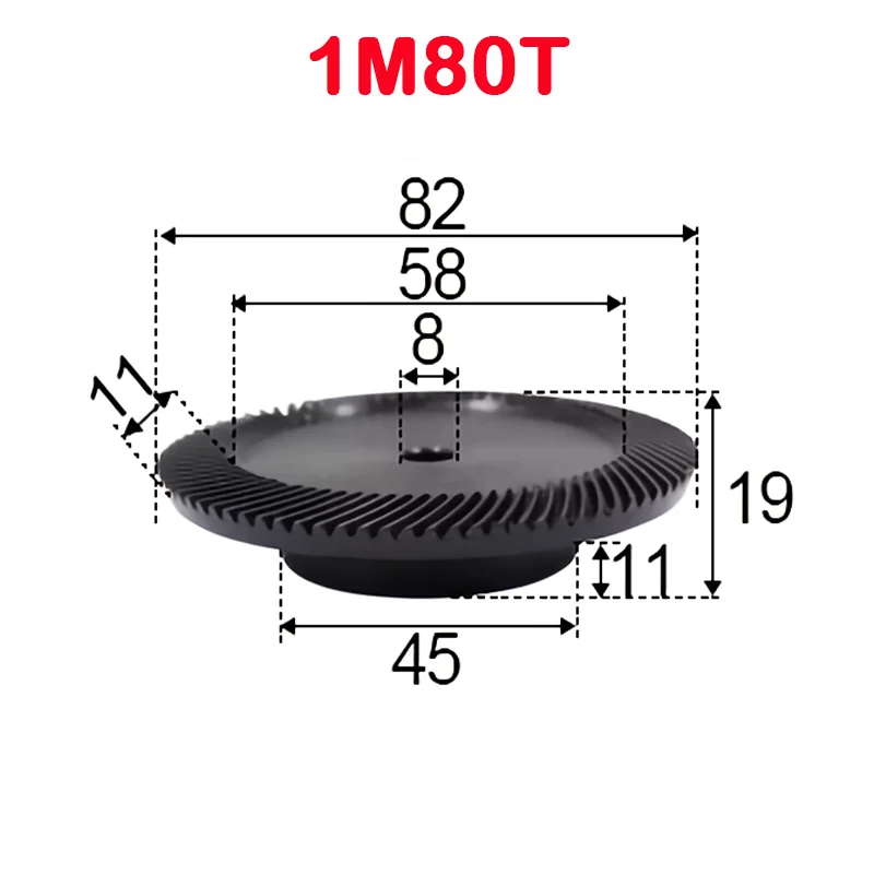 Two Pieces, Spiral Bevel Gear 1M20T+80T 1 to 4 Precision Spiral Bevel Gear, Need to Be Processed and Fixed By Yourself