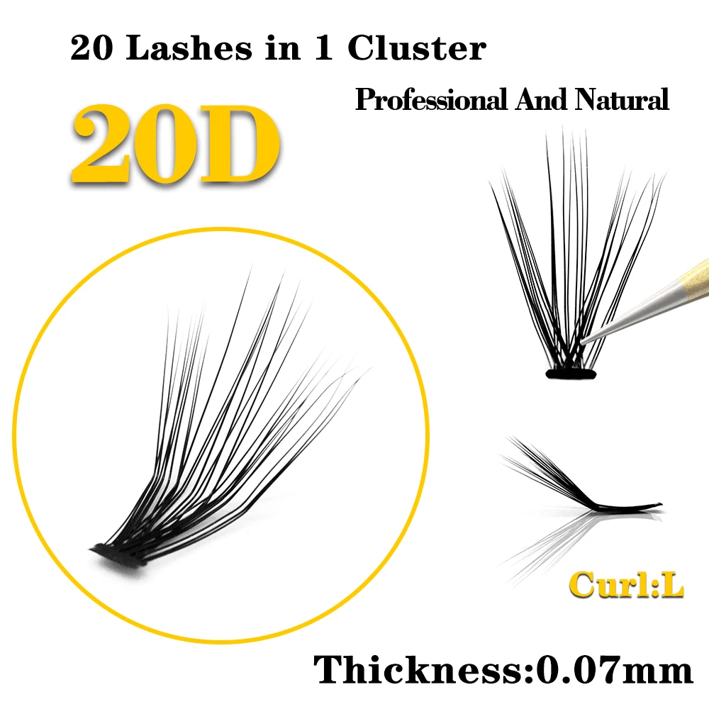 20P “L”  Kimcci 60 Bundles Mink Eyelash Extension Natural  Russian Volume Faux Eyelashes Individual  Cluster Lashes Makeup Cilia