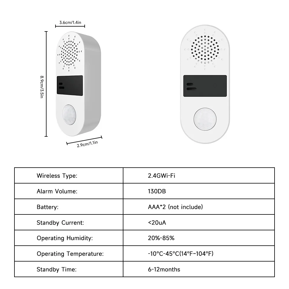 Imagem -06 - Tuya-alarme de Som e Luz com Sensor de Movimento Pir Detector Infravermelho Humano Segurança Vida Inteligente Funciona com Alexa e Google Home Wifi 130db