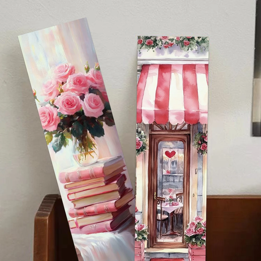 

30PCS Valentine's Day Bookmarks Romantic Pink Painting Cards Page Break Student Stationery Creative Holiday Gifts Reading Tags