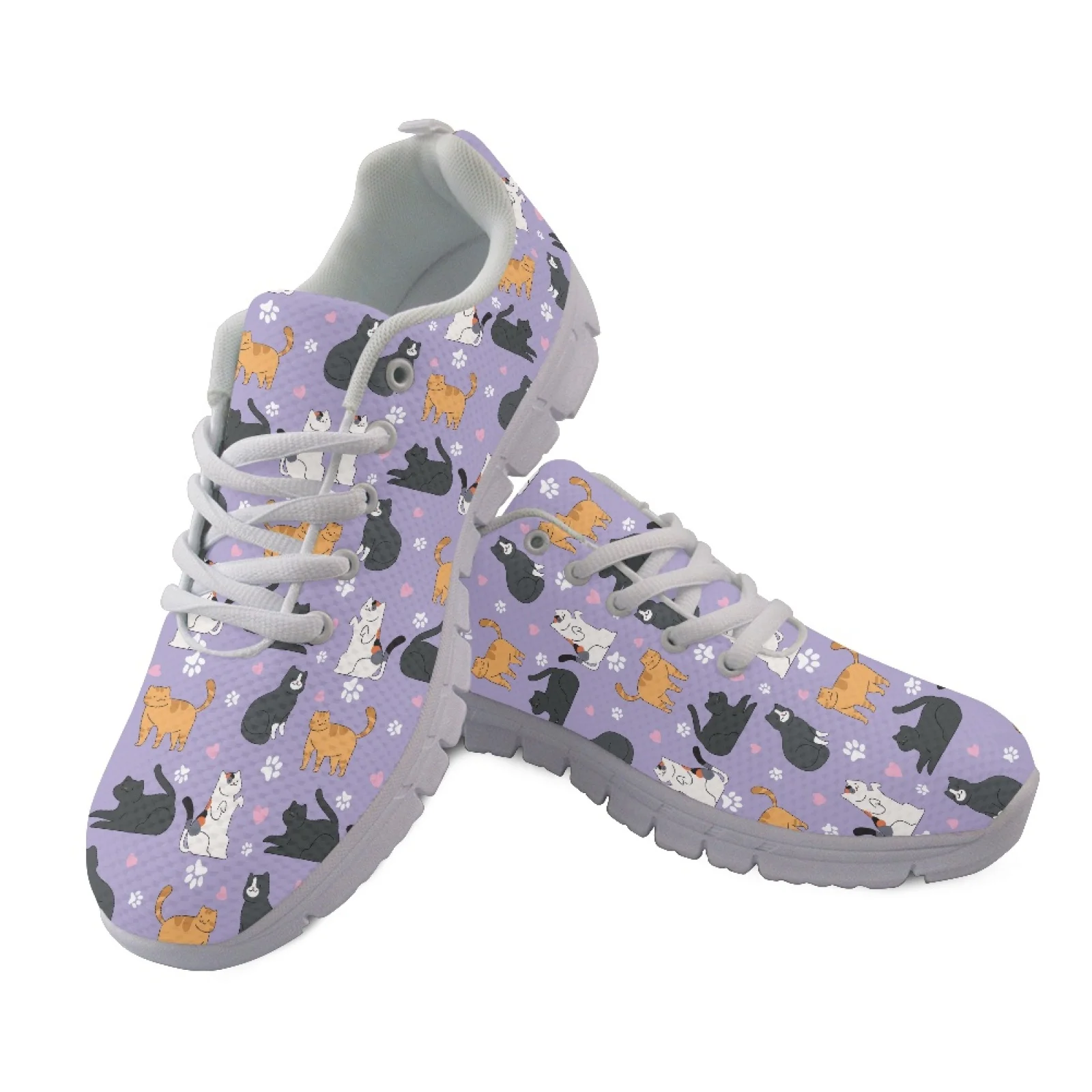 Coloranimal Cat Purple Mesh & EVA Sole Women Running Walking Shoes Lace Up Sports Trainers for Ladies 2026 New